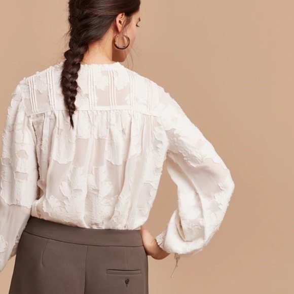 𝅺ARITZIA Wilfred Lourdes Appliqué White Lacey Blouse XS - Picture 2 of 11